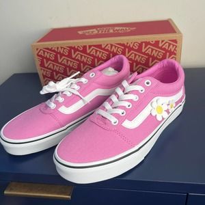 Vans Ward womens Pink with white flowers sneakers  8.5